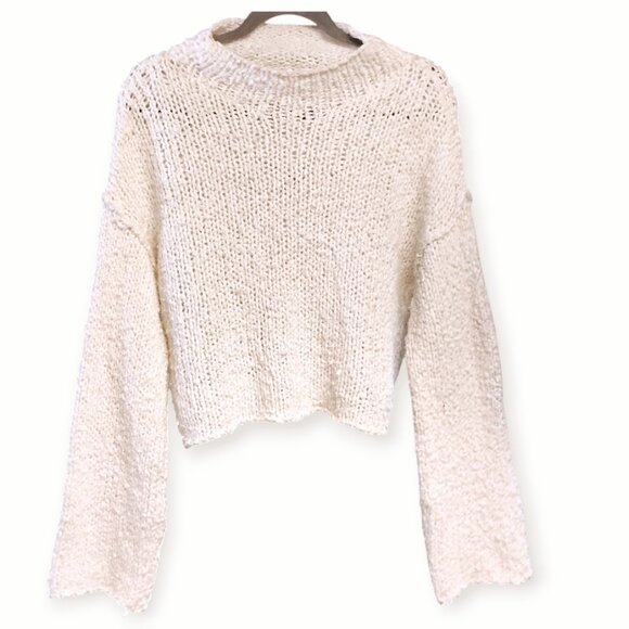 Anthropologie Pilcro Oversized Ivory Cropped Mock-Neck Sweater XS - Picture 7 of 7